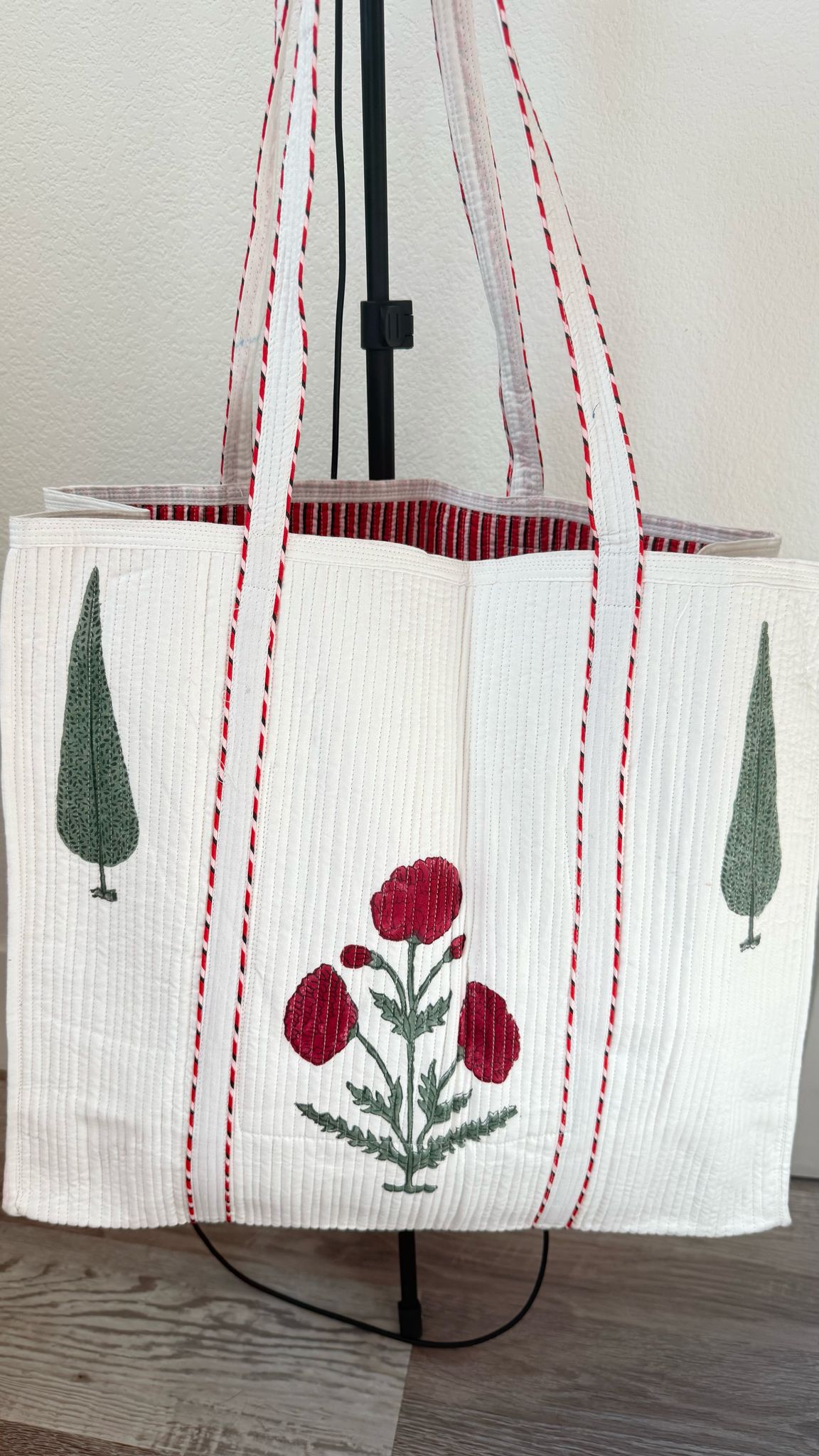 Printed Quilted Tote Bag