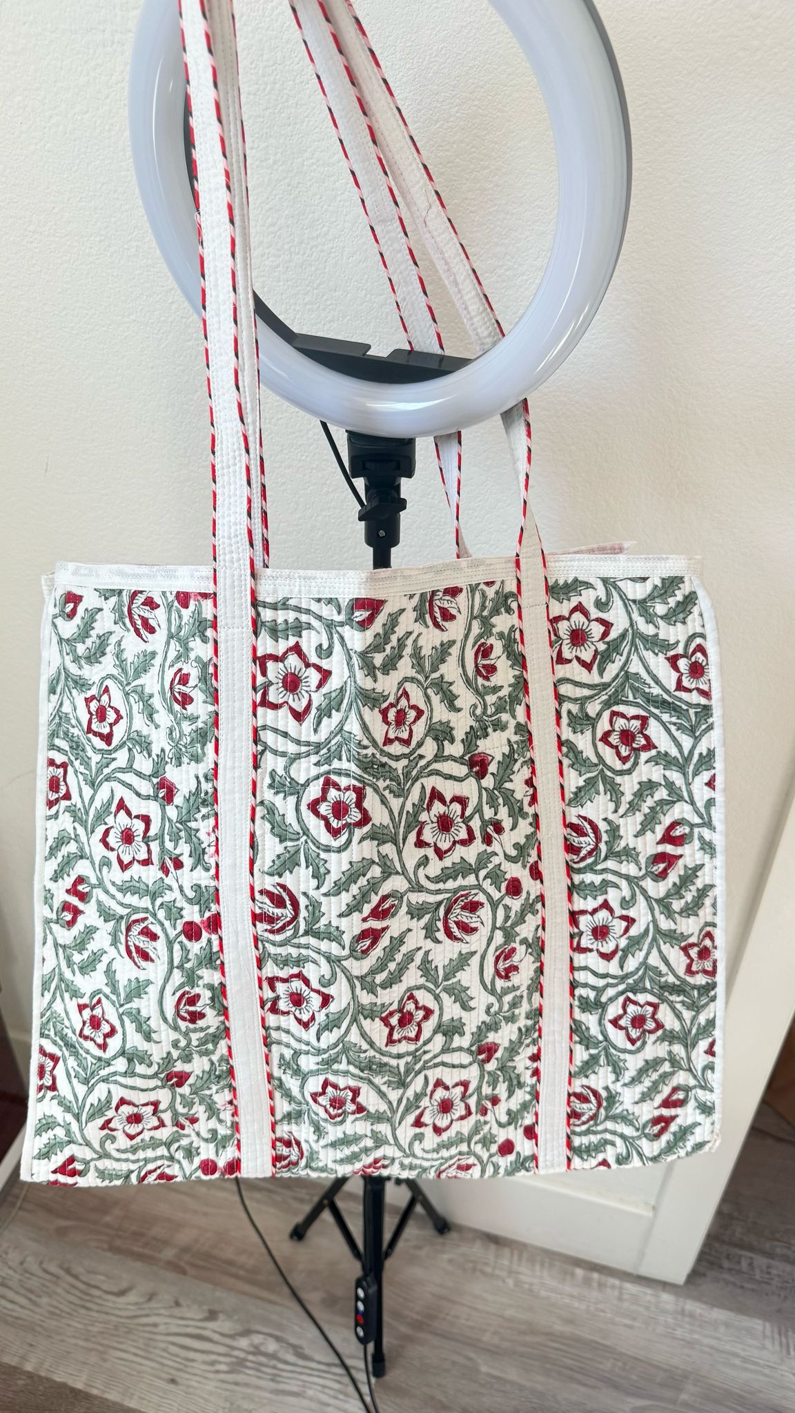 Printed Quilted Tote Bag