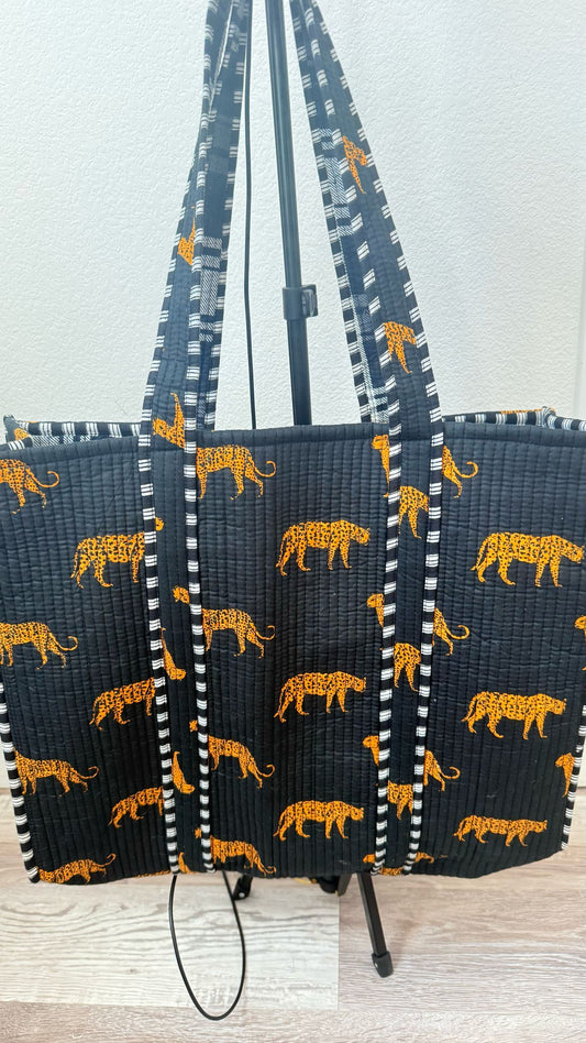 Printed Quilted Tote Bag